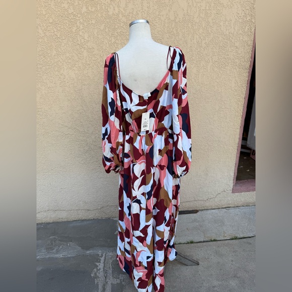 NWT Women's Long Sleeve Crepe Maxi A-Line Dress - A New Day™ Red Floral XXL - Picture 6 of 12